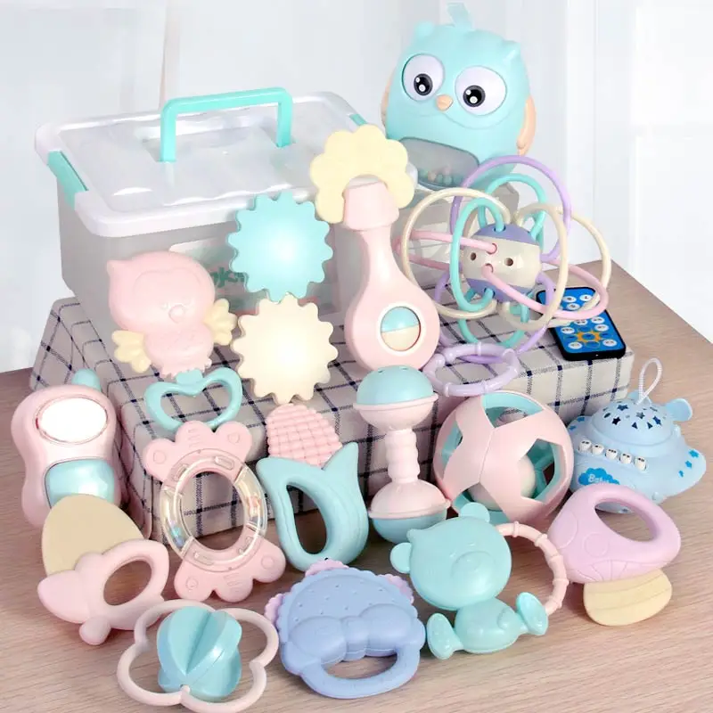 11-16Pcs Baby Rattle 0-12 Months Newborn Soft Bell Teethers Hand Shaking Crib Mobile Ring Educational Toy For Children Set Gifts