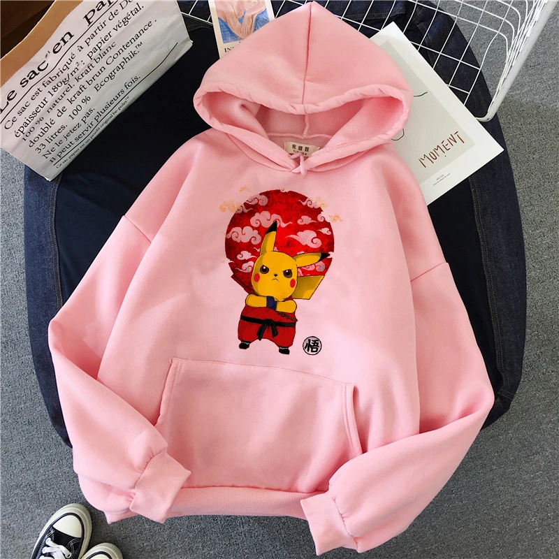 Покемон куртка Пикачу с капюшоном Забавный Pika Kawaii толстовка одежда 90s Ullzang Harajuku одежда с покемоном Пуловеры мультфильм для мужчин и женщин - Цвет: 2600