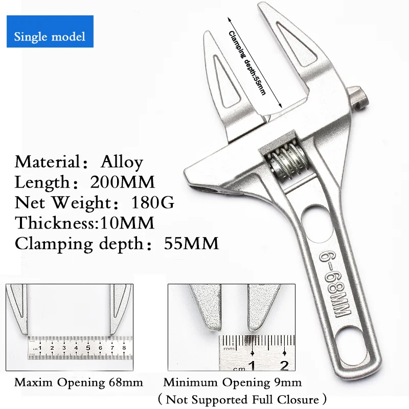 Llave de baño multifuncional Apertura grande ajustable 80 mm Llave inglesa  Lavabo Grifo de alcantarillado estrecho Tubería de agua Herramientas de  reparación de plomería