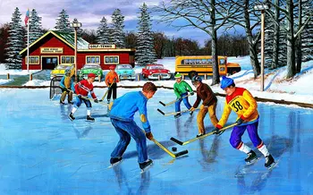 

JMINE Div 5D Hockey House Winter Country Full Diamond Painting cross stitch kits art sport 3D paint by diamonds