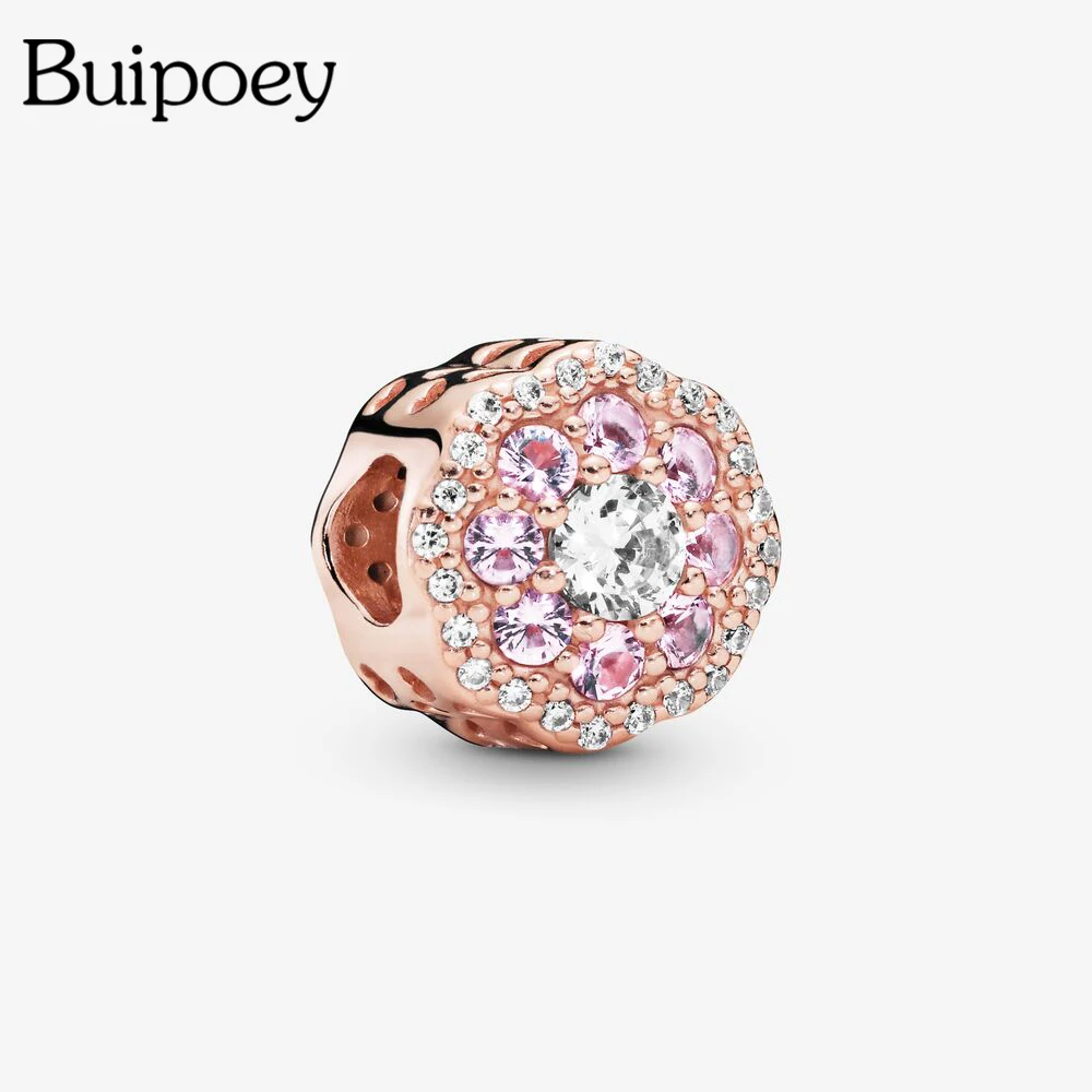 Buipoey 2 шт. розовый яркий цветок из бисера браслет подходит Pandora змея цепи ребенок