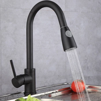 

Hot and Cold Function High-Arc Single Handle Kitchen Sink Faucet with Copper Pull-Out Spray