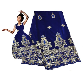 

2019 Latest Velvet sequined lace fabric Royal Blue French Nigerian Lace Fabric High Quality sequin African Lace Fabric Wedding