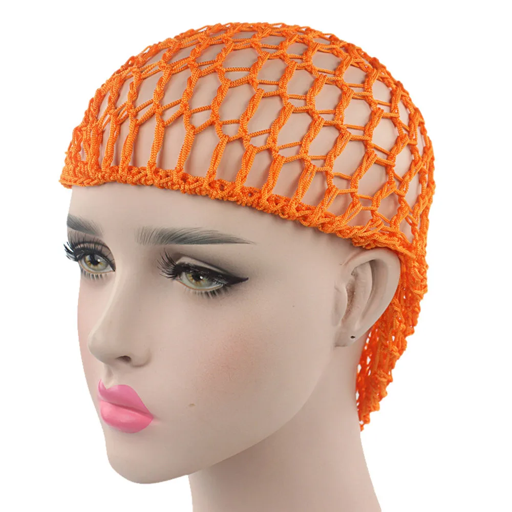 Женская вязаная шапка для волос женская летняя шапка ночной колпак для сна дышащие сетчатые мешочки чистые шапки для волос Женская шляпка# BL2 - Цвет: Оранжевый