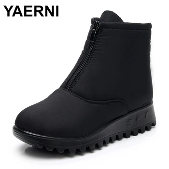 

YAERNISnow boots brand women winter mom shoes waterproof non-slip boots Flexible fashion women Casual boots mother wedgeE1235