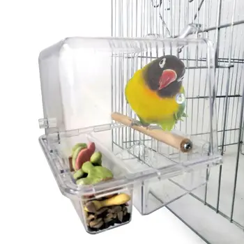 

Bird Feeder Transparent Acrylic Parrot Display Window Tray Birdhouse Bathtub