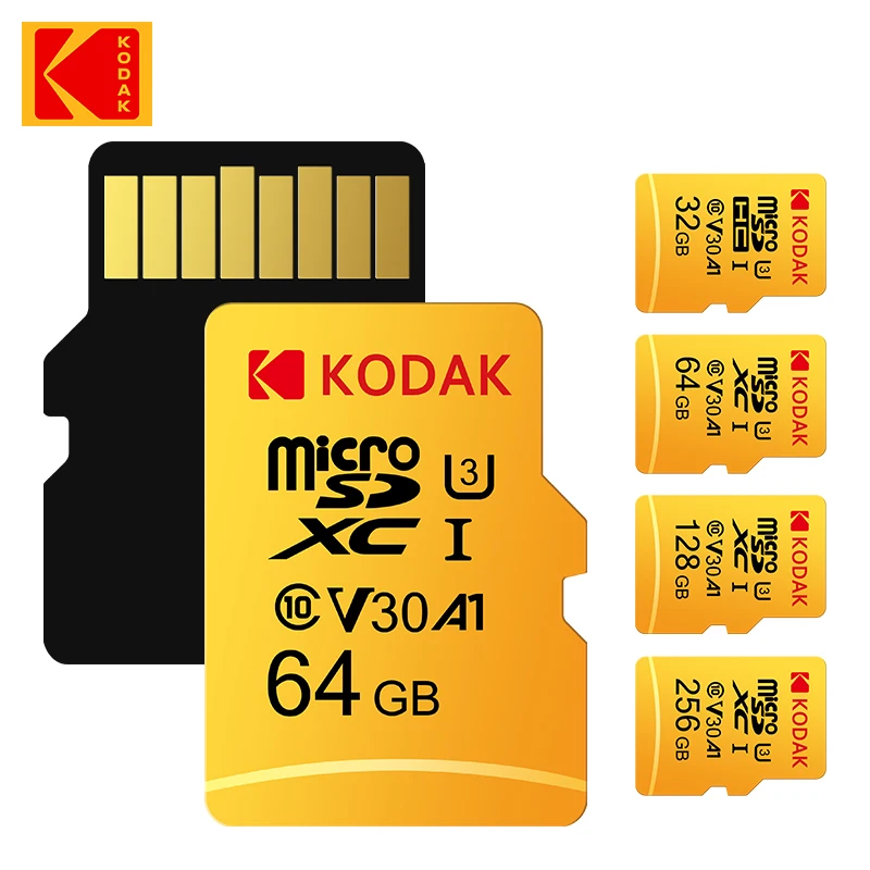 KODAK 마이크로 TF SD 카드, 클래스 10 고속 미니 메모리 카드, U3 V30 메모리 카드, 실제 용량, 32GB, 64GB, 무료 배송