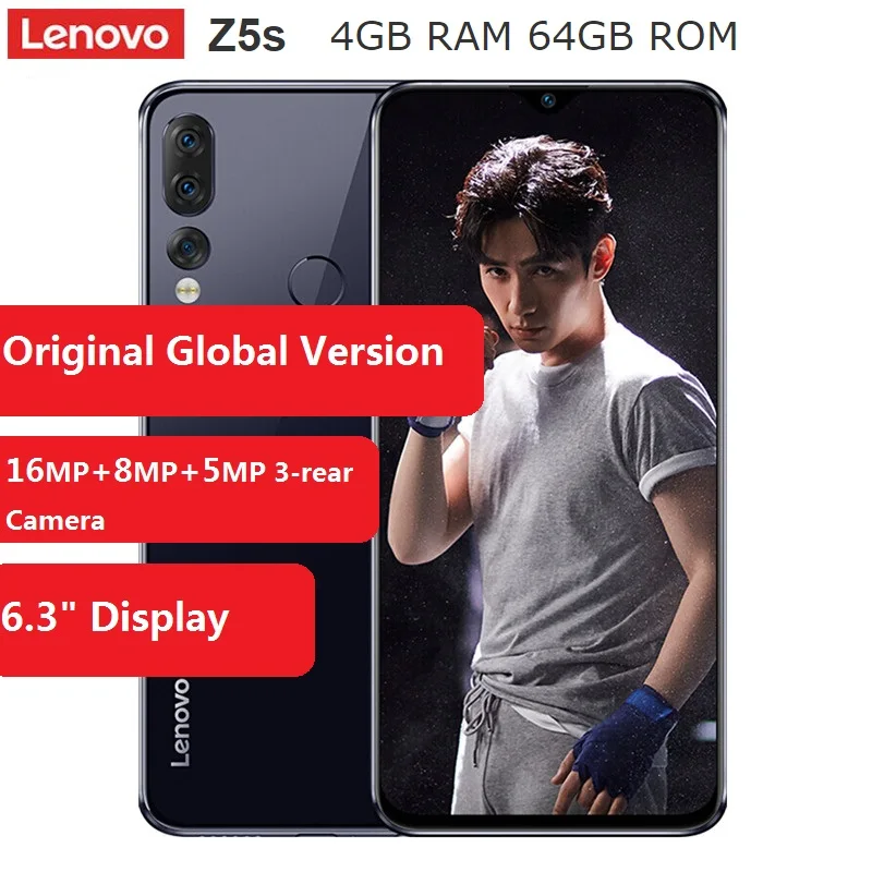 Lenovo Z5s 4G смартфон 6,3 ''Android P 64-разрядный Восьмиядерный процессор Qualcomm Snapdragon 710 4 GB 64 GB 16.0MP отпечатков пальцев 3300 mAh мобильных телефонов