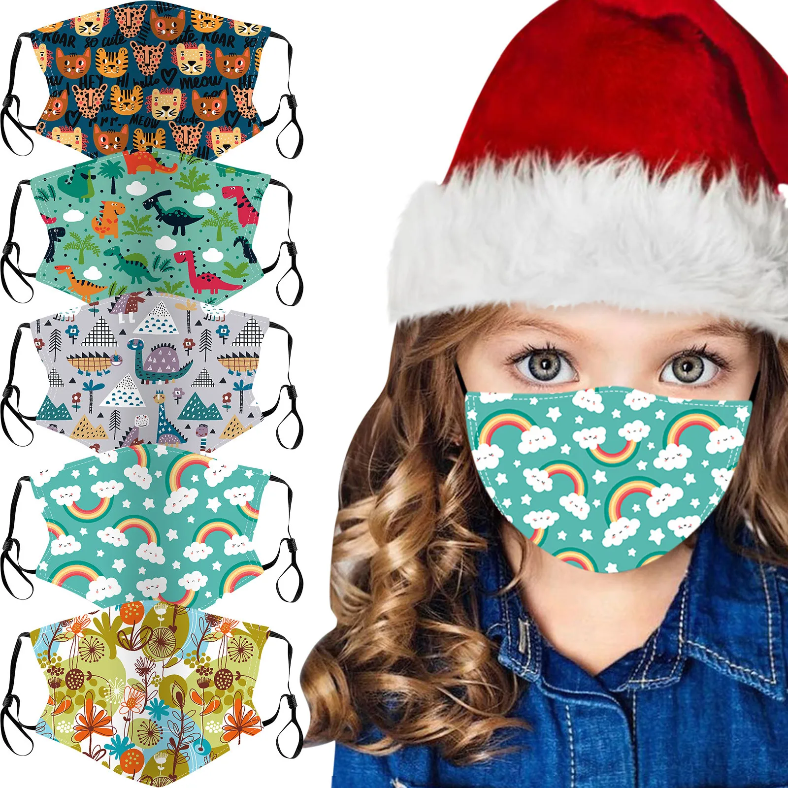 

Fast Delivery 5PC Kids Children Outdoor Cotton Mouth Masks Protection Animal Face Masks Reusable Bandage Mascarilla desechable