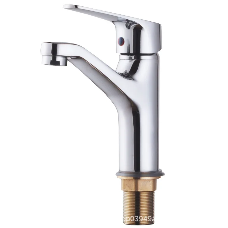 

Flat Mouth Single Bore Copper Basin Faucet Hot And Cold Basin in Bathroom Single Bore Wash Basin Faucet