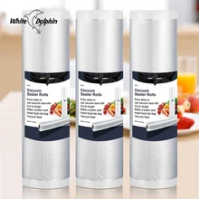 Белый дельфин 3 рулона вакуумный мешок для хранения продуктов 12 15 20 25X500 см кухонные пакеты для вакуумного упаковщика