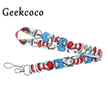 

10pcs/lot Lanyard for Keys Dr.Seuss pattern lanyard for Phones USB Flash Drives Keys Keychains ID Name Tag Badge Holders J0636