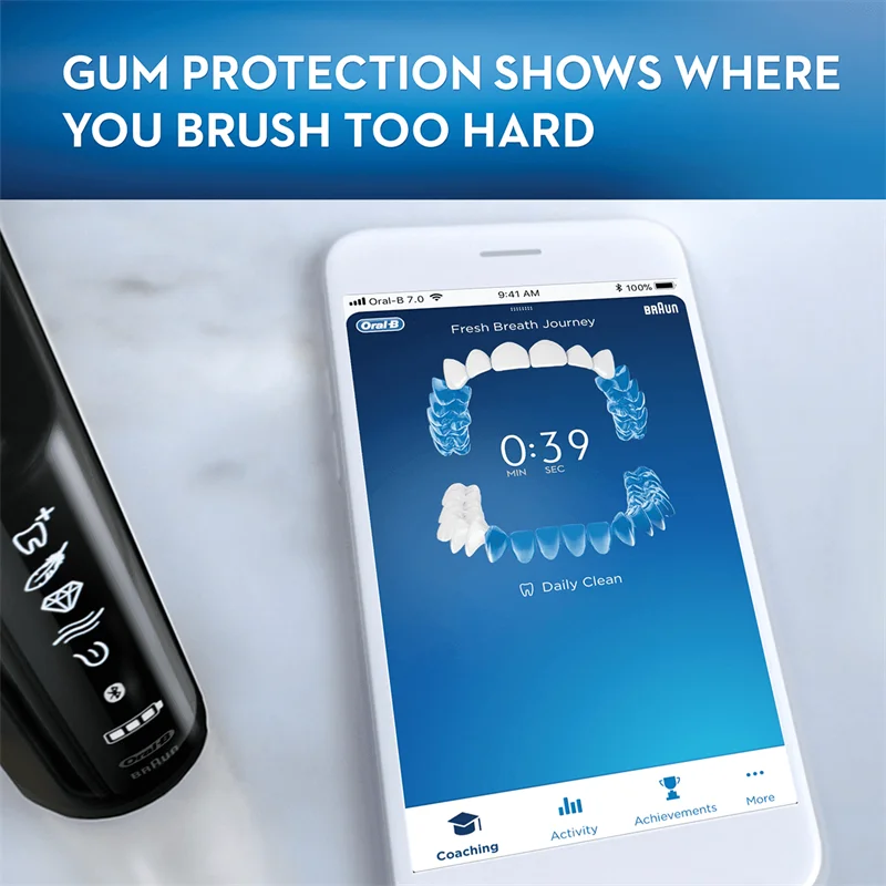 Oral B iBrush 9000 Rechargeable Electric Toothbrush 6 Mode Position Detection and Bluetooth Technology SmartRing Superior Clean Oral B iBrush 9000 Rechargeable Electric Toothbrush 6 Mode Position Detection and Bluetooth Technology SmartRing Superior Clean