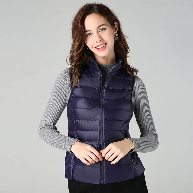Women Vests 2021 New Winter Ultra Light White Duck Down Vest Female Slim Sleeveless Jacket Women's Windproof Warm Waistcoat