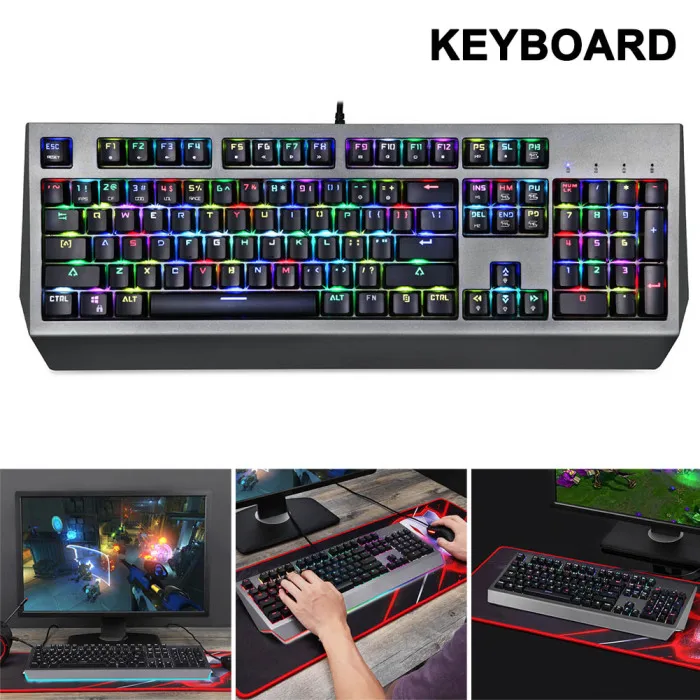 Горячая USB Проводные механические клавиатуры с RGB подсветкой 104 клавиш игровая клавиатура для ПК компьютера