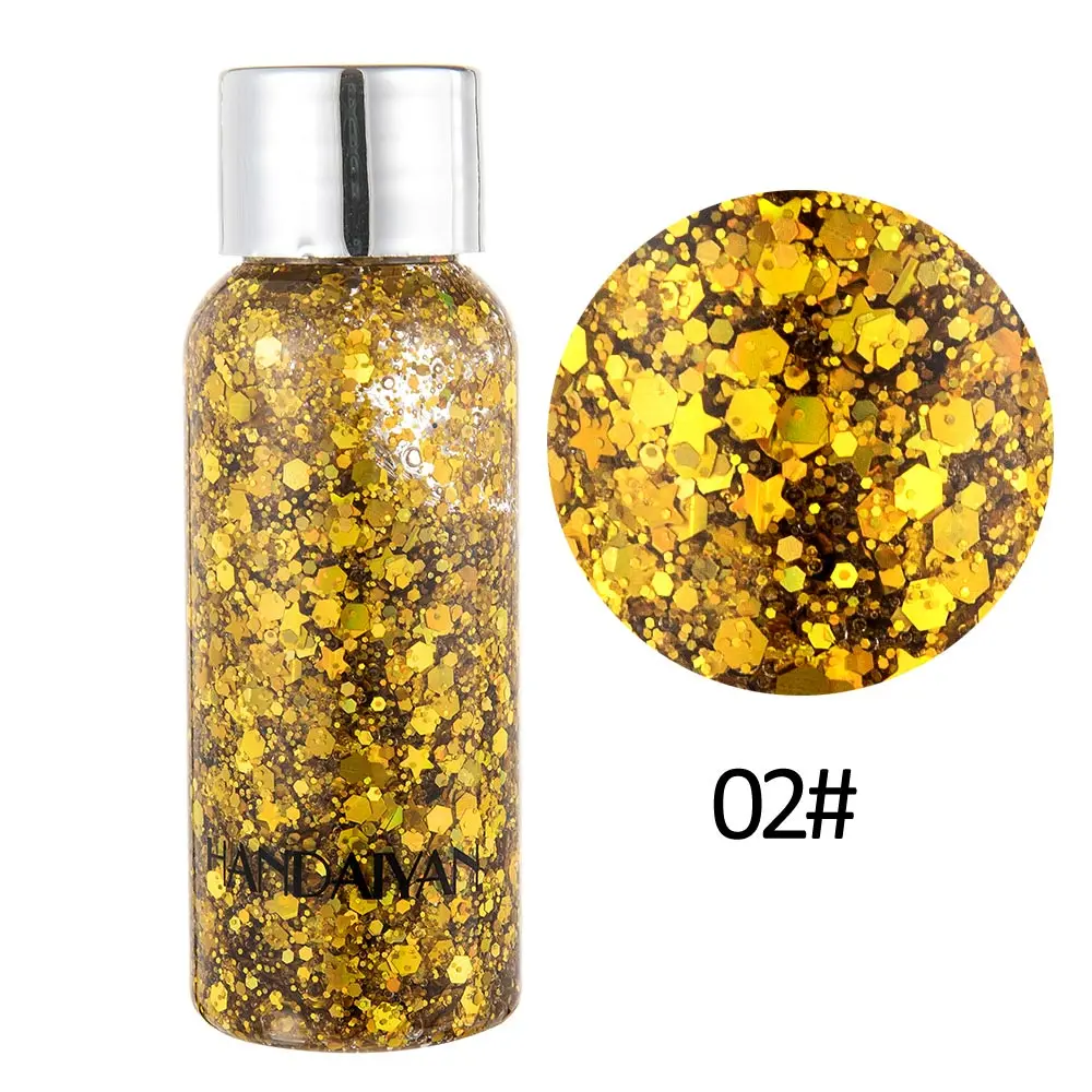 HANDAIYAN 9 Colors Face Glitter Body Gel Festival Shimmer Eye Shadow Makeup Party Body Glitter Sequins DIY Sexy Cosmetics - Цвет: 02