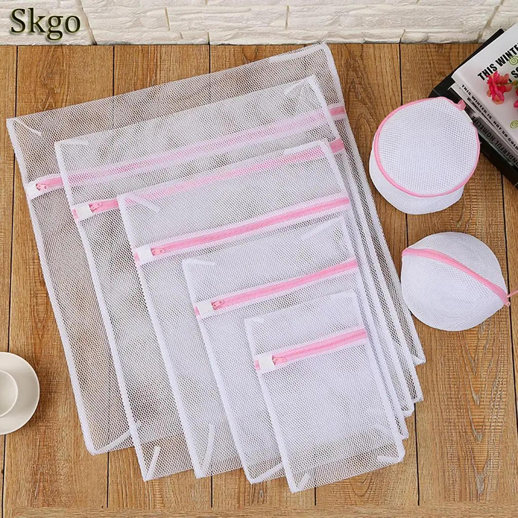 7pcs set thick net Комплект сумок на молнии для стирки белья, бюстгальтер, нижнее белье, сетчатый мешок для стирки одежды, чистые принадлежности - Цвет: 7pcs set thick net