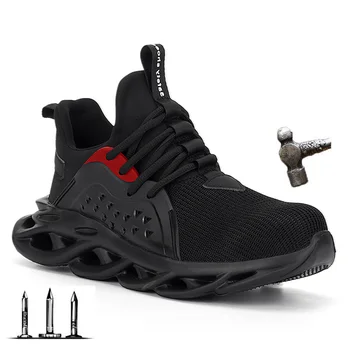 

New Steel Toe Cap Men Safety Shoes Work Sneakers Woven Labor Insurance Shoes Women Boots Breathable Outdoor Shoes