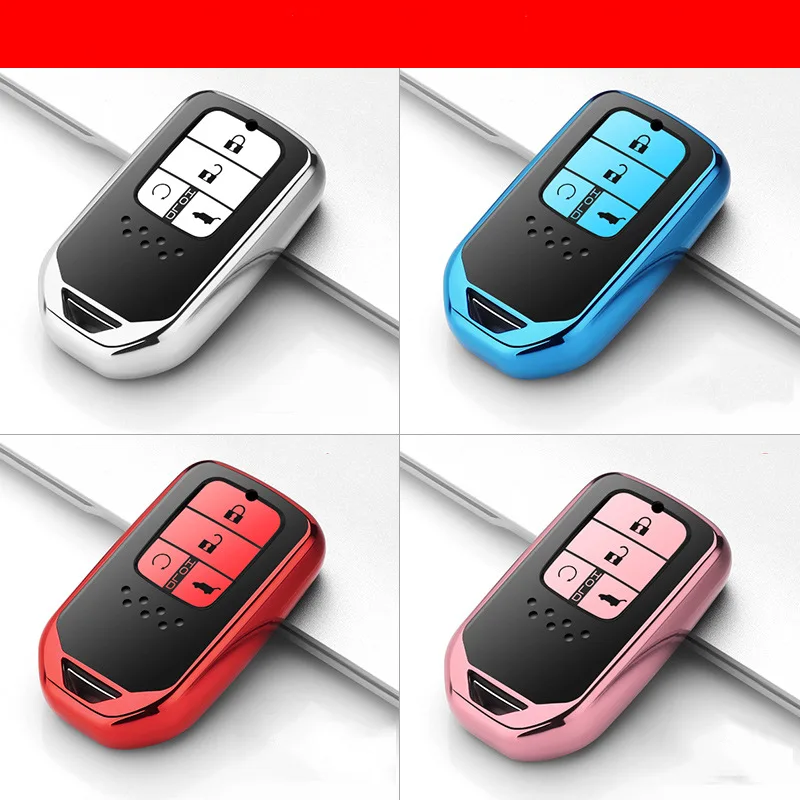

Soft TPU case for pc Keyring Keychain Car Key Case For Honda Civic Accord CR-V Pilot HR-V 2017 2018 2019 for CXV Car Accessories
