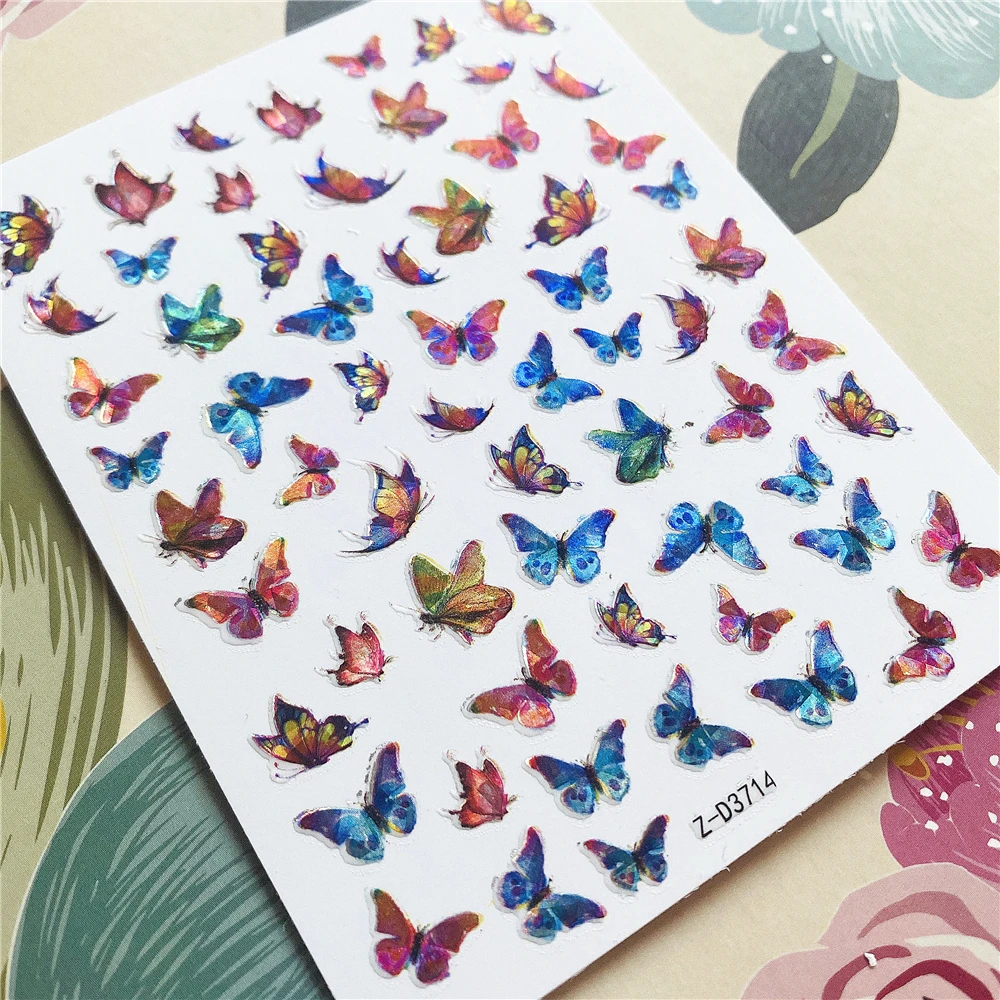 Z-D3702 Z-D3706 Colorful butterfly 3D Back glue Nail decal Nail sticker Nail decoration Nail art Nail ornament