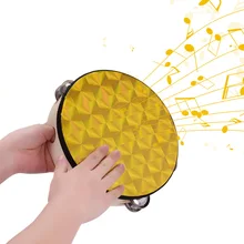 8 дюймов деревянный лучистый бубен колокольчик ручной барабан с двухрядными Jingles светоотражающий барабан музыкальный ударный инструмент игрушка