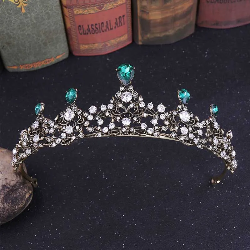 Style 4 Модные Зеленые золотые синие диадемы в форме капли с кристаллами королевская королева принцесса диадема невесты свадебные украшения для волос - Окраска металла: Style 4