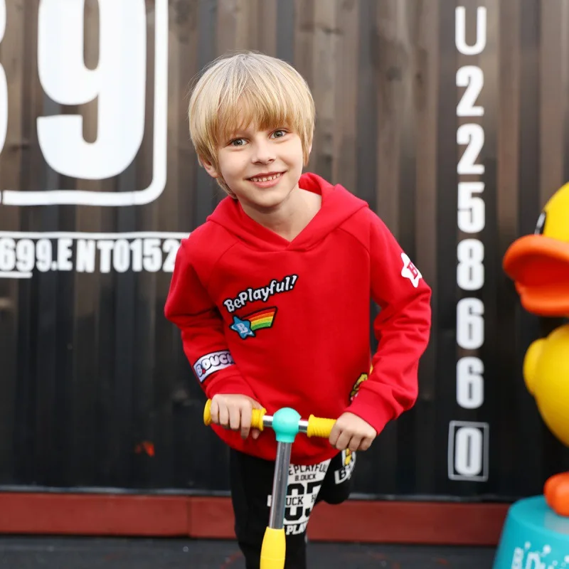 

B. Duck Small Yellow Duck BOY'S Spring And Autumn New Style Knit Hoodie Hooded Pullover Cute Sports Casual Clothing