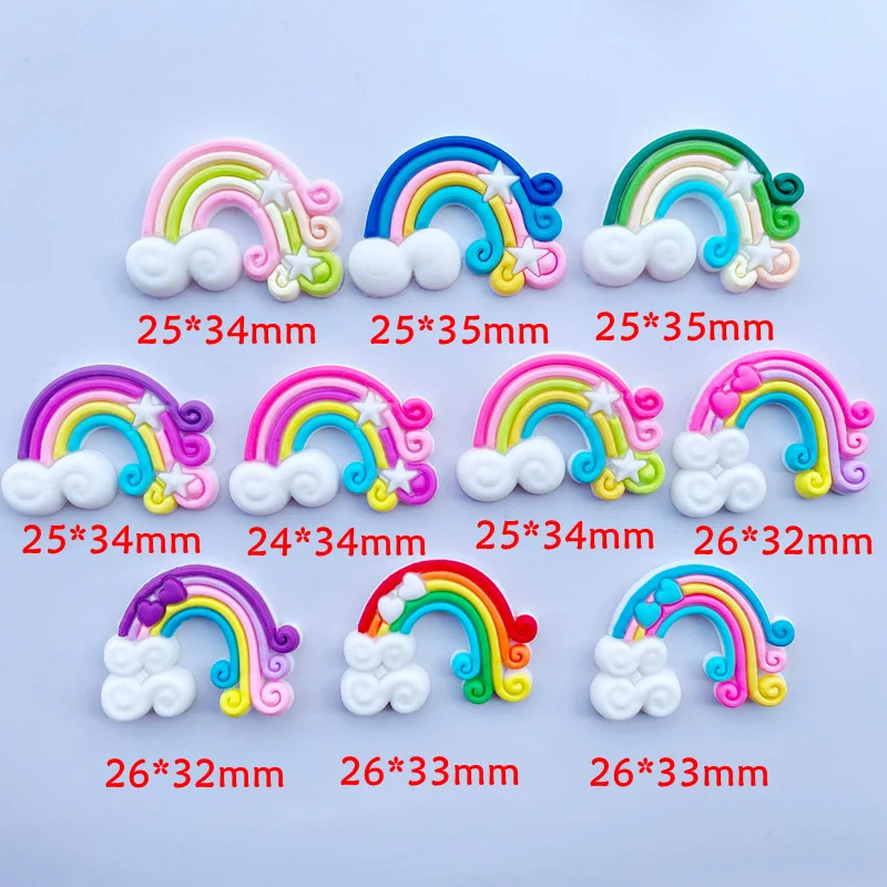 10/20 Pieces Kawaii Soft Glue Cartoon Rainbow Flat DIY Crafts Scrapbook Hair Bow Center Accessories Embellishment C52