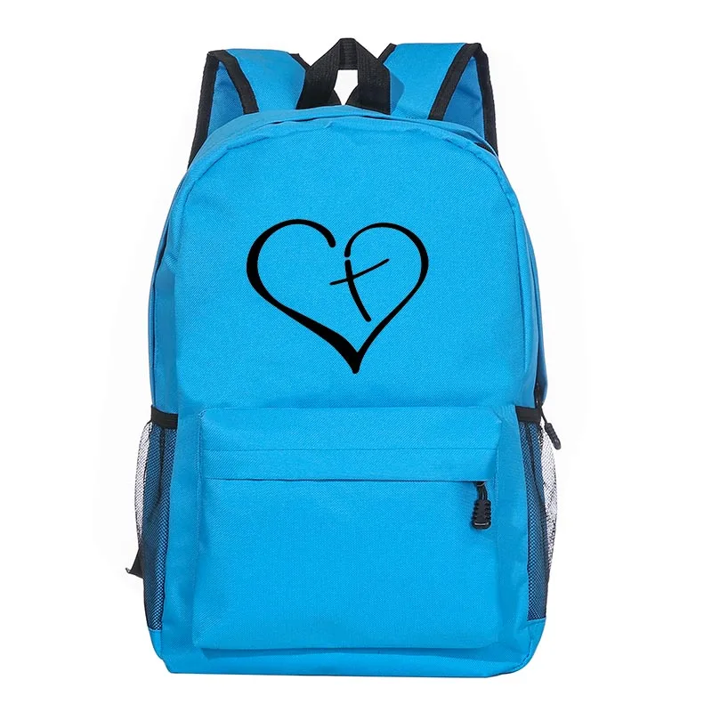 Jesus Cross Love Print Fashion Backpacks Christian Women Travel Backpack Female Shoulder Bags New School Bag for Teenage Girls 