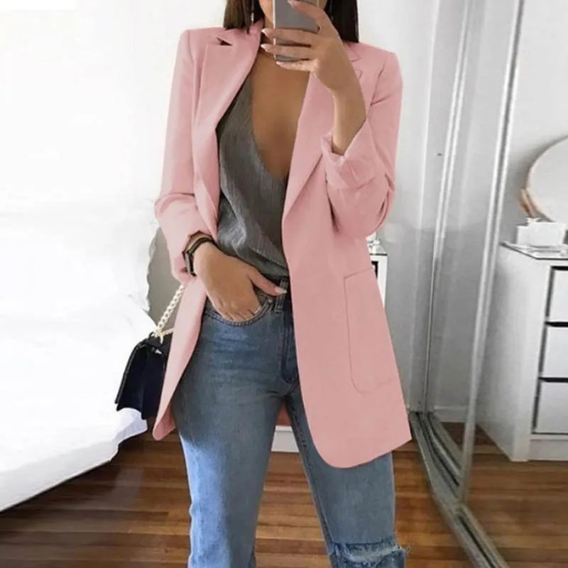 

2019 Winter Autumn Women Casual Suit Coat Outwear Office Ladies fashion plus size Slim Coat Business Long Sleeve Jacket