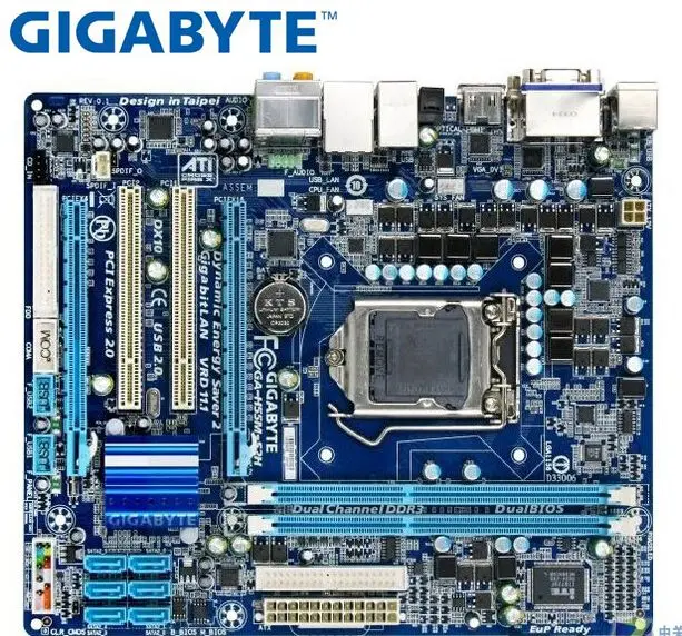 Оригинальная Материнская плата gigabyte для intel LGA 1156 DDR3 8 Гб поддержка i3 i5 i7 h55 б/у