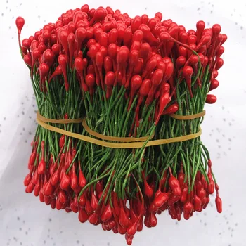 

3 Iron Screw shi gao zhu Flower Core Double Headed Iron Wire Flower Heart Red Fruits Christmas Accessories