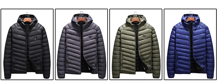 KENNTRICE New Usb Smart Thermostat Heating Winter Jacket Men Light Weight Heated Parkas Male Coat Winter