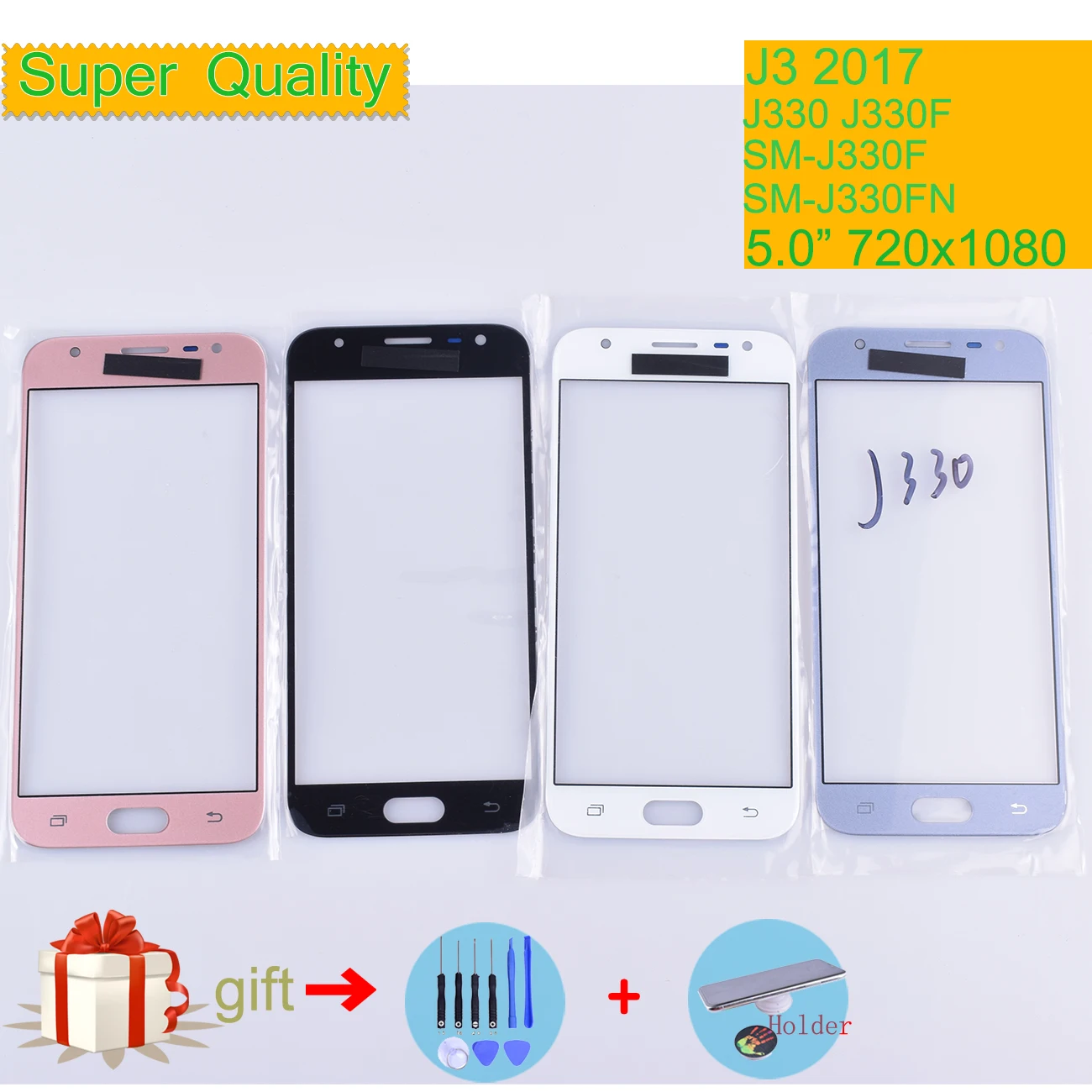 Для Samsung Galaxy J3 J330 J330F SM-J330FN SM-J330N SM-J330F/DS Сенсорный экран Передний сенсорный экран со стеклянной панелью ЖК-дисплей всей наружной поверхности линз