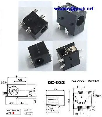 DHL/EMS образцы 100 шт SMD DC 3,5 мм X 1,0 мм разъем для гнездо для женщин PCB вилка зарядного устройства DC-033-A8