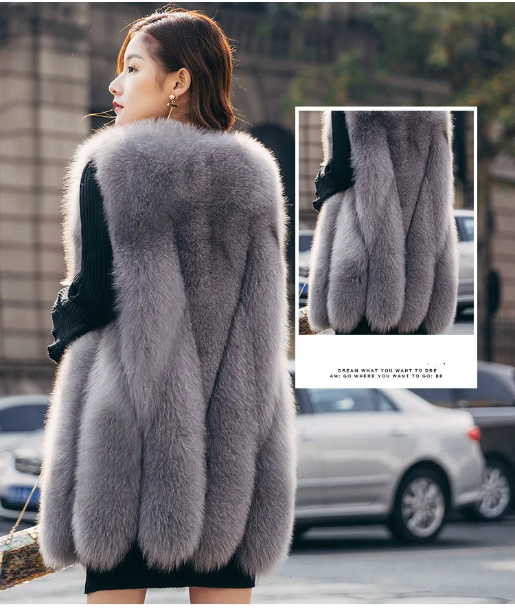 Новый меховой жилет пальто из искусственного меха жилет модный элегантный длинный женский большой размер Свободный жилет