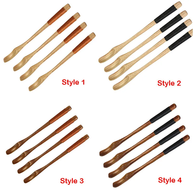 4pcs/lot Home Natural Wood Mixing Spoon Set Coffee Mink Icecream Drinks Kitchen Multifunction Wooden Spoons Big Discount Goods | Дом и сад
