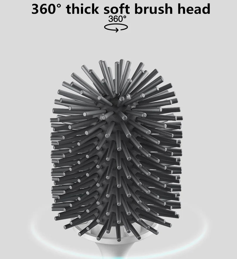 ABS Long Handle Toilet Brush TPR Soft Hair Bathroom Cleaning Brush Silicone No Dead Corner Toilet Cleaning Brush Set