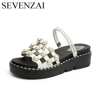 

Rhinestones women summer sandals fashion designer luxury ladies wedge slippers korean slide female dress platform moccasins 2020