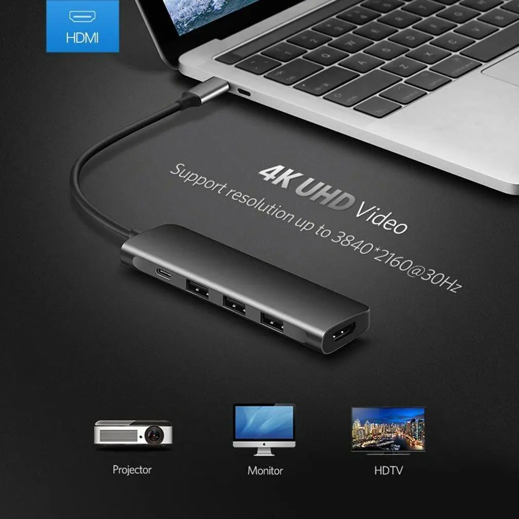 Тип-c HDMI VGA адаптер USB-C концентратор Thunderbolt 3 PD конвертер для Macbook кард-ридер адаптер док-станция