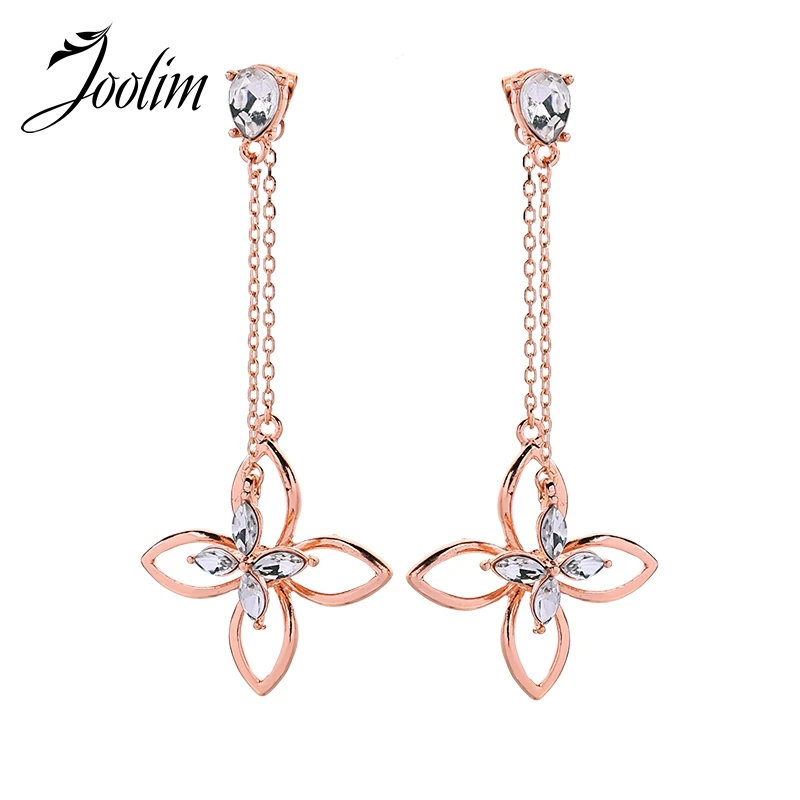 

Joolim Rose Gold Flower Drop Earring Dangle Earring High Quality Korean Earring 925 Sterling Silver Post