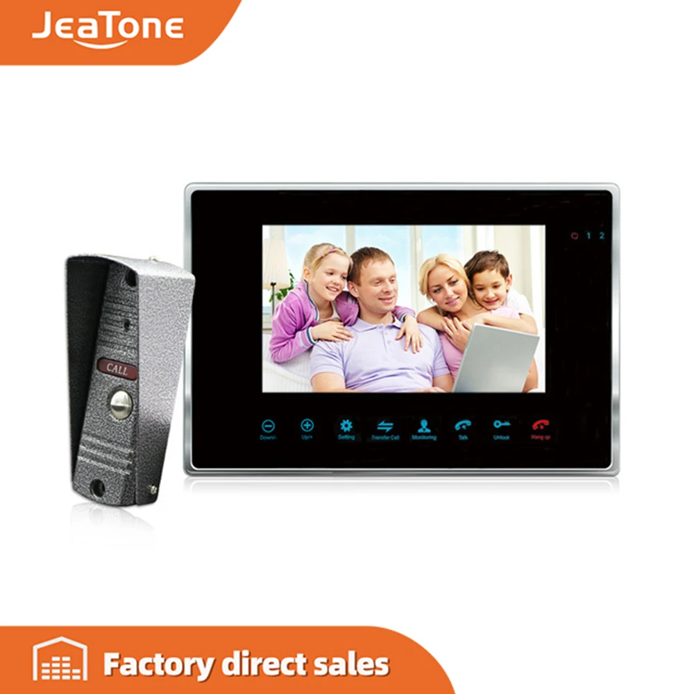 JeaTone 7 ''проводной видеодомофон 1200TVL двухсторонний дистанционный