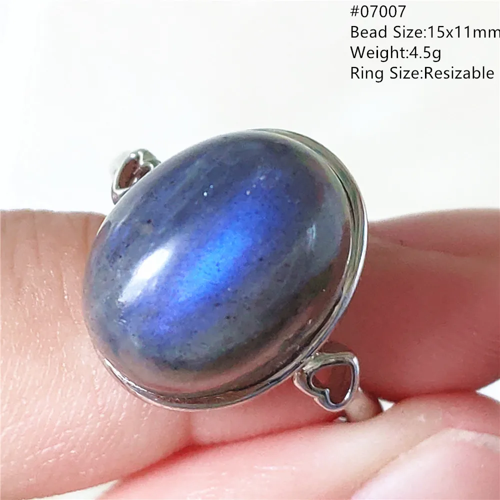 name necklace Genuine Natural Labradorite Blue Light Adjustable Ring 925 Sterling Silver Labradorite Oval Resizable Ring Jewelry AAAAAA gold necklace design