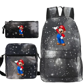 

Kpop 3 PCS/set Sac A Dos Hip Hop Large Backpack Mochila Super Mario Backpack School Bags For Teenage Girls Pencil Case 6
