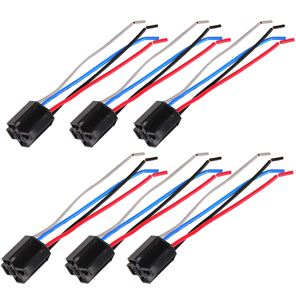 6 Car DC 12V 12 Volt DC 80A AMP Relay Cable Set Socket 4 Pins 4 Wires