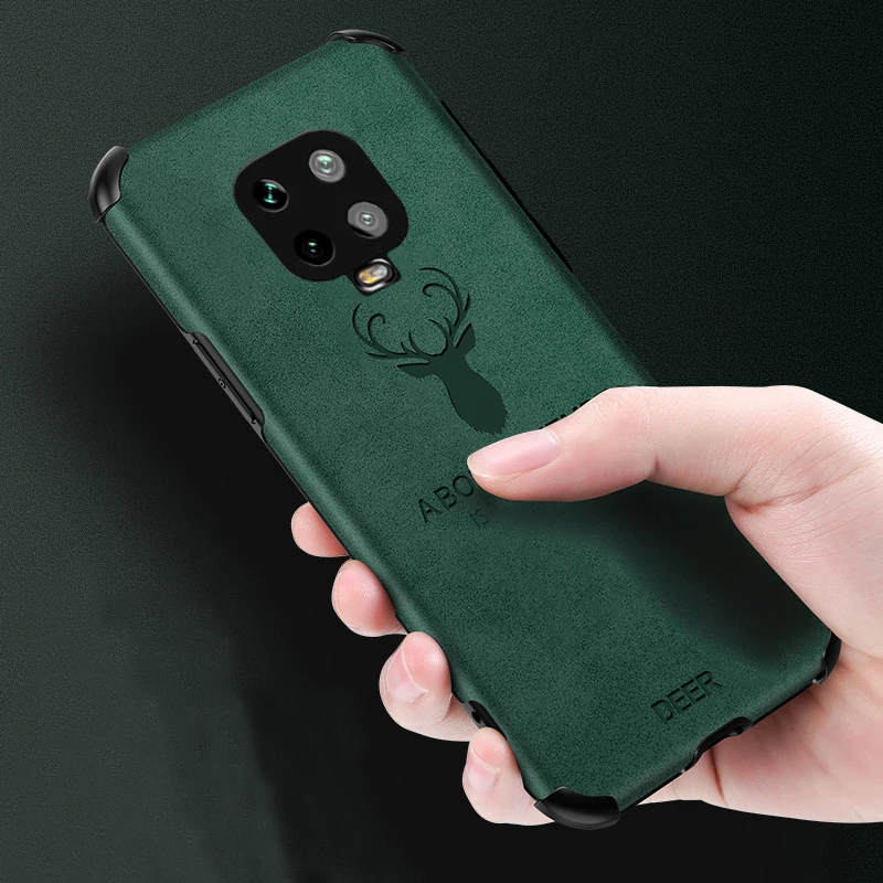 Для Xiaomi Redmi Note 9S чехол из мягкого силикона с принтом + искусственная кожа оленя