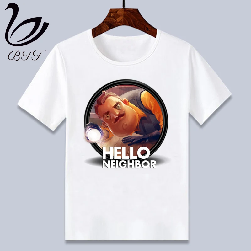 Funny Game Hello Neighbor Cartoon T Shirt Cartoon Print T-Shirt Designer Children Kids T Shirts Short Sleeved Child Clothes