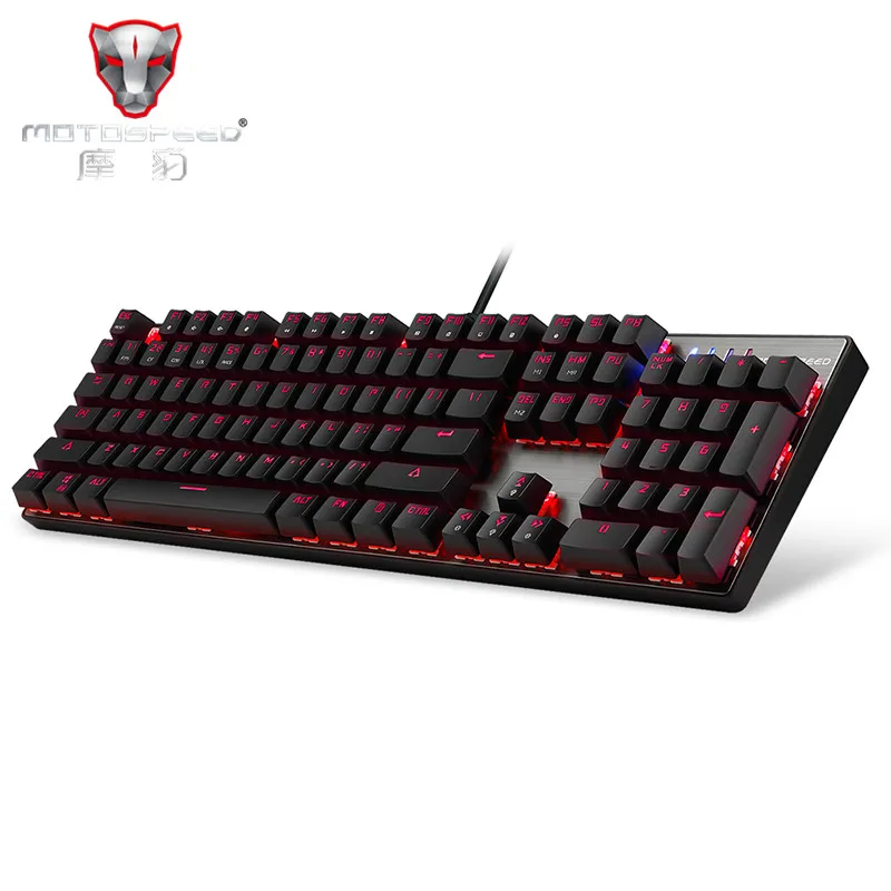 Motospeed CK104 Gaming Mechanical Keyboard Russian English Red Switch Blue Metal Wired LED Backlit RGB Anti-Ghosting for game
