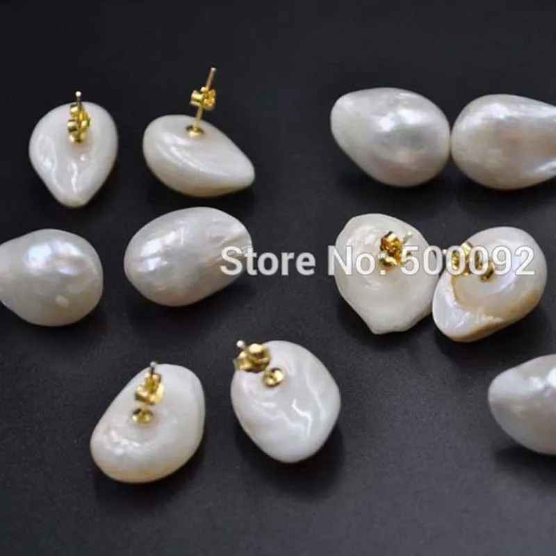 Серьги гвоздики из пресноводного жемчуга в стиле барокко 14 15 мм|pearl earrings|cultured pearl