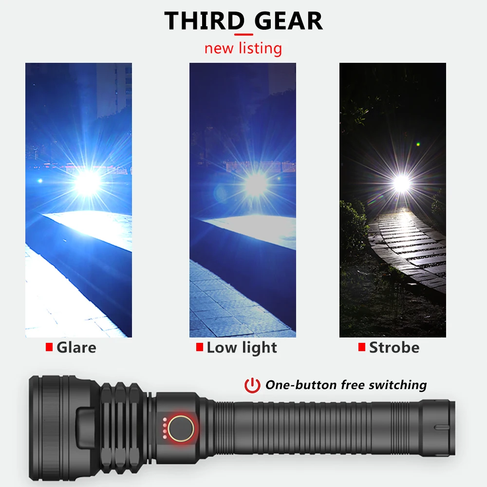 Супер мощный XHP70 X-Lamp фонарик Тактический Tlashlight USB Перезаряжаемый фонарь Водонепроницаемый охотничий светодиодный фонарь 18650